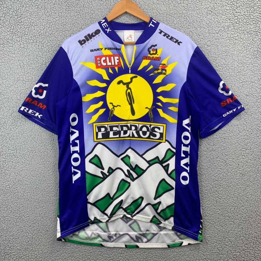 Vtg Aussie Cycling Jersey XXL Short Sleeve Sun Mountain Print USA Made